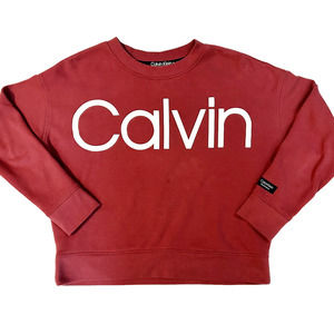 Calvin Klein Cranberry Logo Cotton Sweatshirt Womens Size XS